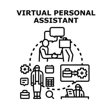 Virtual personal assistant providing remote management services Stock Illustration