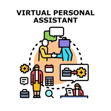 Virtual personal assistant providing remote management services Stock Illustration