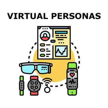 Virtual personas creating digital identity and augmented reality Stock Illustration
