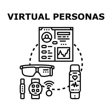 Virtual personas creating digital identity and augmented reality Stock Illustration