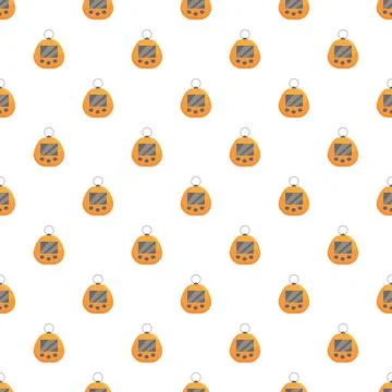 Virtual pet handheld electronic game nostalgic seamless pattern background Illustrazione stock