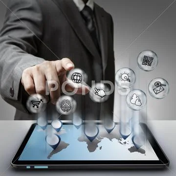 Virtual pixel sign internet icons concept Stock Illustration