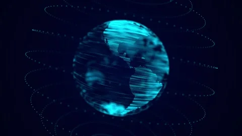 Virtual planet Earth with data connection network. Technological digital globe. Video stock 314111843