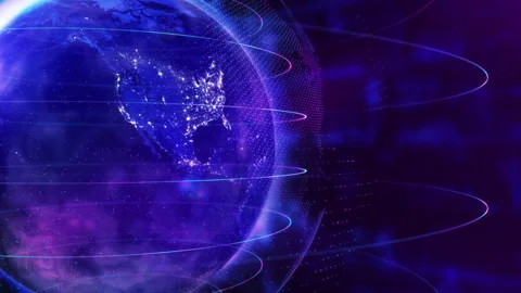 Virtual planet Earth, interconnected world powered by digital technology Stock Footage 294495634