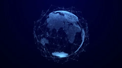 Virtual planet Earth with particles and lines. Network connection big data. Stock Footage 166171115