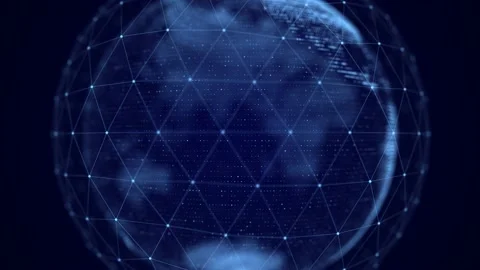 Virtual planet Earth with particles and lines. Abstract technology background. Stock Footage 166222003