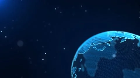 Virtual planet Earth with particles and lines. Network connection big data. Stock Footage 229122095