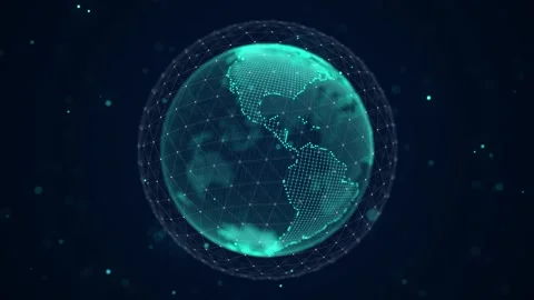 Virtual planet Earth with particles and lines. Network connection big data. Stock Footage 249450787