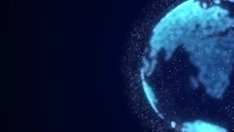 Virtual planet Earth with particles and lines. Network connection big data. 動画素材 257313450