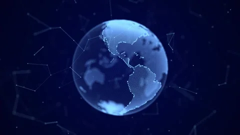 Virtual planet Earth with particles and lines. Network connection big data. Stock Footage 306532646