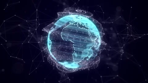 Virtual planet Earth with particles and lines. Network connection big data. Stock Footage 306532648