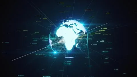 The virtual planet earth rotates in space, the business concept of technology イラスト素材