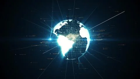 The virtual planet earth rotates in space, the business concept of technology 스톡 일러스트