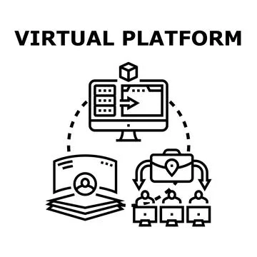 Virtual platform connecting global online collaboration and networking system Stock Illustration