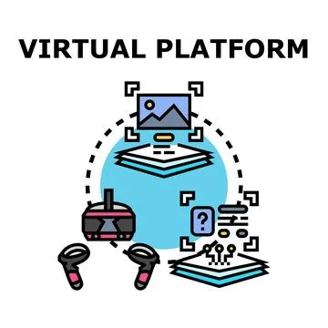 Virtual platform creating immersive digital metaverse environment Stock Illustration