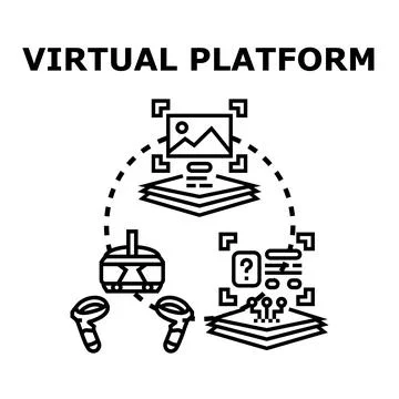 Virtual platform creating immersive digital metaverse environment Stock Illustration