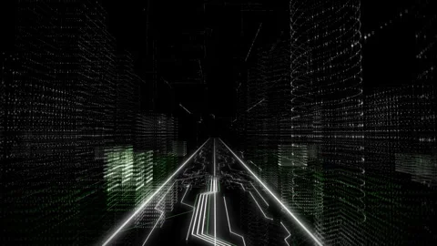 Virtual platform. Data, symbols and lines. Appearance of the word connection. Stock Footage 266309338