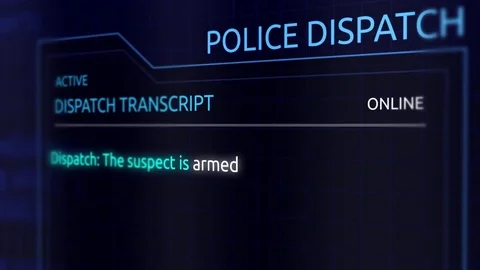 Virtual Police Dispatch Transcript Graphics Interface - Suspect armed and danger Stock Footage 85292096