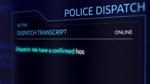 Virtual Police Dispatch Transcript Graphics Interface - Hostage Situation Stock Footage 85292103