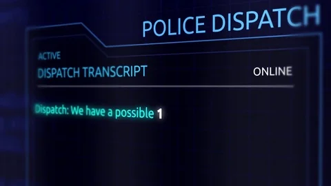 Virtual Police Dispatch Transcript Graphics Interface - Code 134 - Kidnapping Stock Footage 85292277