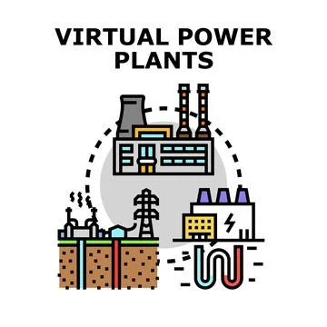 Virtual power plants connecting diverse energy sources Ilustración de archivo