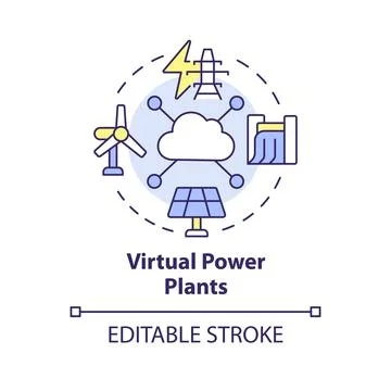 Virtual power plants multi color concept icon Stock Illustration