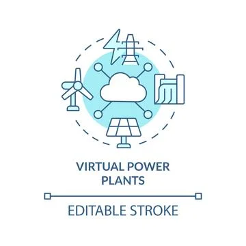Virtual power plants soft blue concept icon Stock Illustration