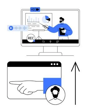 Virtual Presentation and Interactive Webinar with Recording and HD Video Illustrazione stock