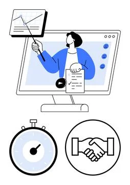 Virtual Presentation Skills Efficiency, Professionalism, and Relationship B.. Stock Illustration