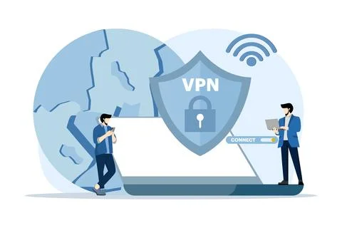 Virtual Private Network Concept. People Use VPN Technology System to Protect. Stock Illustration