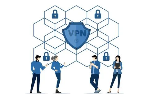 Virtual Private Network Concept. VPN service on laptop. data protection. Stock Illustration