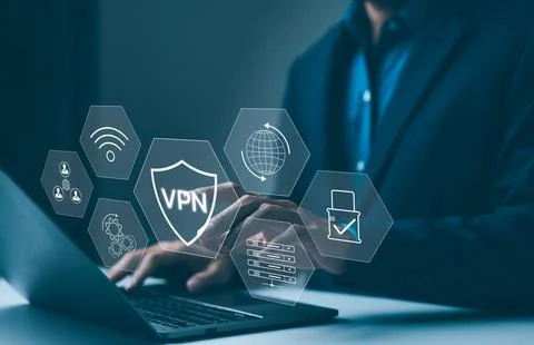 Virtual private network encryption connection concept. Using VPN for secure Stock Photos