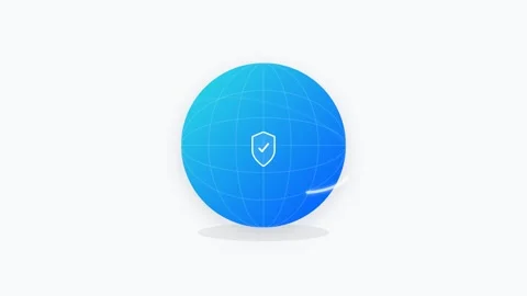 Virtual Private Network Globe Icon with Glowing Secure Connection Tunnel Loop Stock Footage 346202126