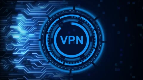 Virtual private network interface animation features blue circuit lines. Pr.. Stock Footage 341129066