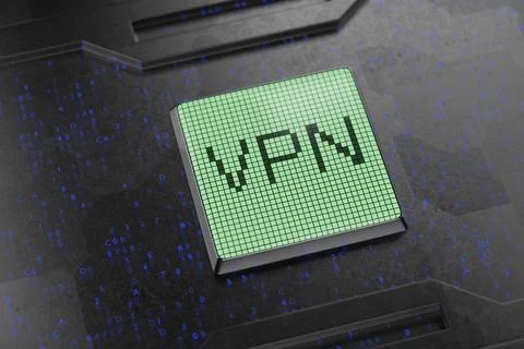 Virtual private network. On a monochrome screen, the inscription VPN. The Illustrazione stock