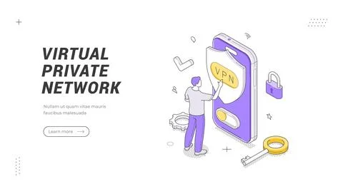 Virtual Private Network Security Technology Isometric Vector Illustration F.. Stock Illustration