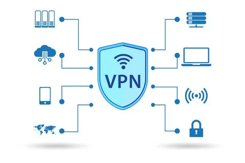 Virtual private network VPN cyber concept Illustrazione stock