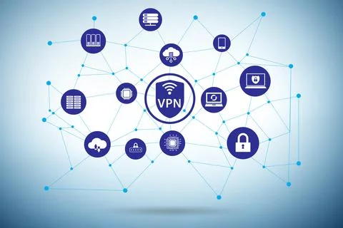 Virtual private network VPN cyber concept Illustrazione stock