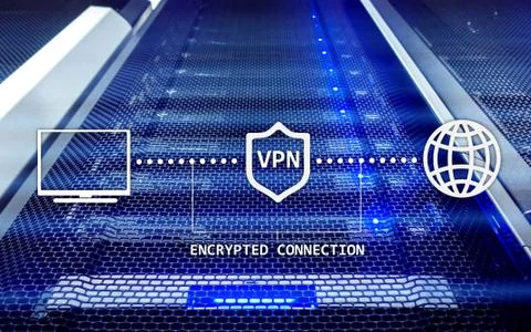 Virtual private network, VPN, Data encryption, IP substitute. Stock Illustration