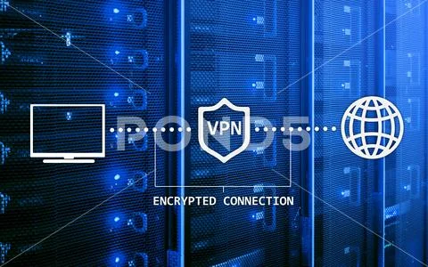 Virtual private network, VPN, Data encryption, IP substitute. Stock Photos