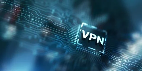 Virtual private network VPN on Gears Server Background Stock Illustration