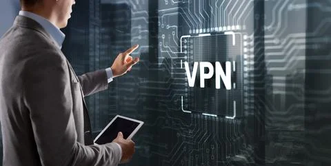 Virtual private network VPN on Gears Server Background Foto stock