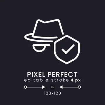 Virtual private network white linear desktop icon on black Stock Illustration