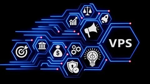 Virtual private server network connectivity technology. 库存插图
