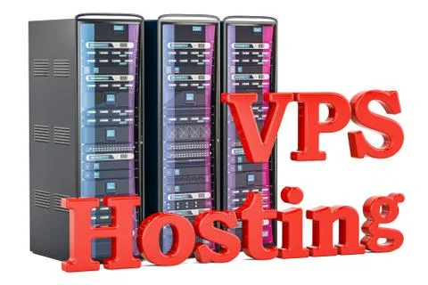 Virtual private server (VPS) Internet hosting service, 3D rendering Stock Illustration