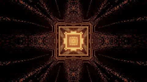 Virtual projection of lights forming a square pattern behind a dark backgroun Illustrazione stock