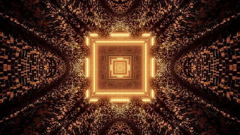 Virtual projection of lights forming a square pattern behind a dark backgroun Illustrazione stock