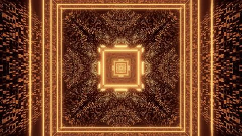 Virtual projection of lights forming a square pattern behind a dark backgroun Stockillustratie