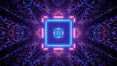 Virtual projection of lights forming a square pattern behind a dark backgroun Illustrazione stock