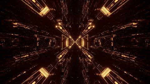 A virtual projection of several lights forming triangular patterns and flowin 스톡 일러스트